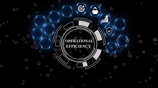 Operational Efficiency System Software Automation concept on virtual screen data center. Business, modern technology.and,4k animated motion video