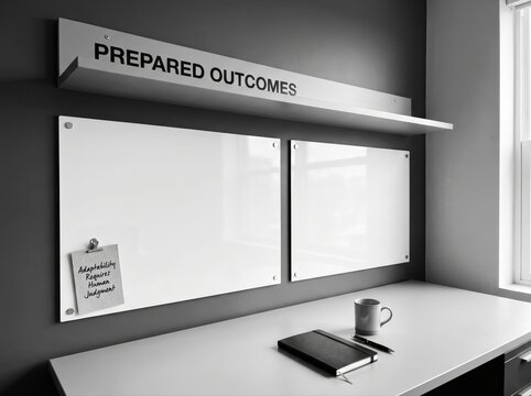 Modern Workspace with Whiteboards Discussing AI Overreliance