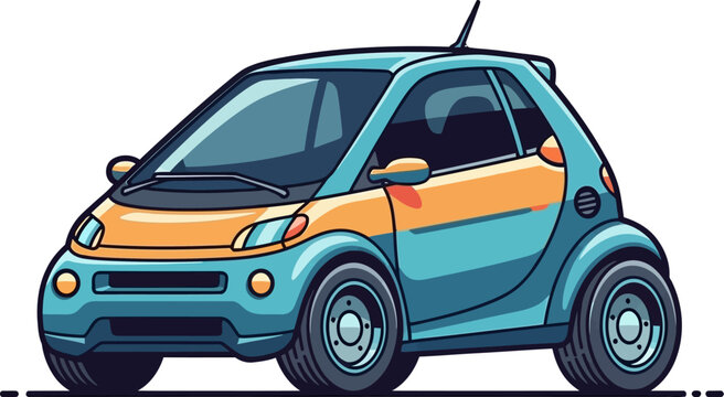 Modern Compact City Car Urban Transport Vector Illustration Front 3/4 View
