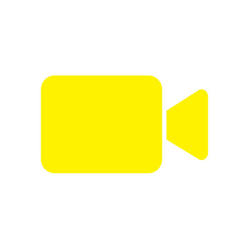 Video camera icon designed in a bright yellow hue serves as a universal symbol for digital recording and multimedia content creation.