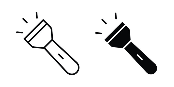 Flashlight icon fill and line concepts