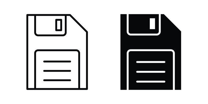 Floppy disk icon fill and line concepts