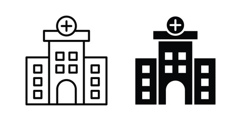 Naklejka premium Hospital icon fill and line concepts