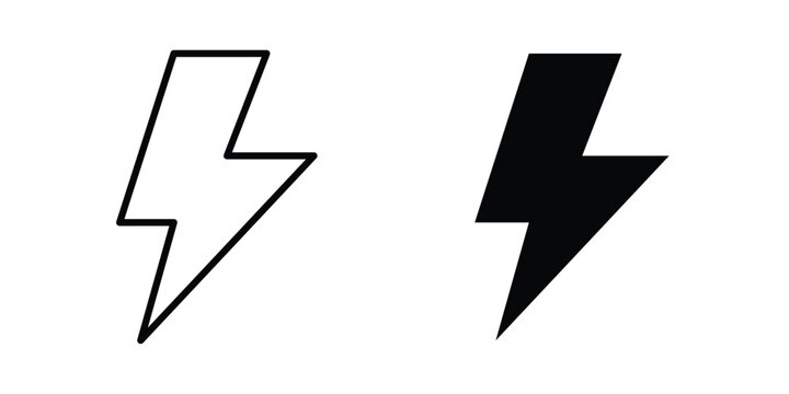 Lightning bolt icon fill and line concepts