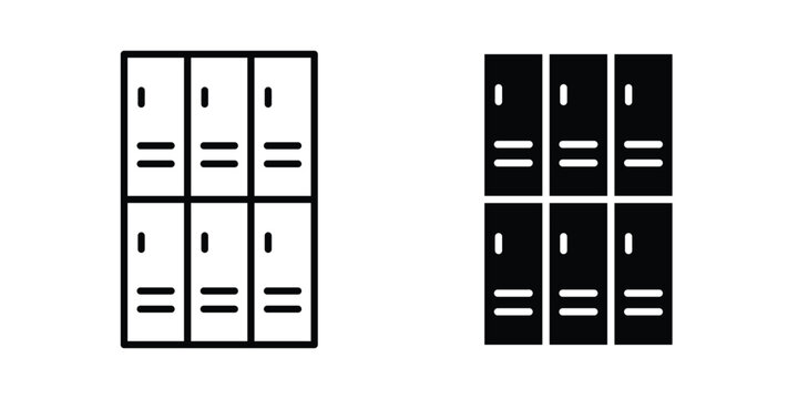 Lockers icon fill and line concepts