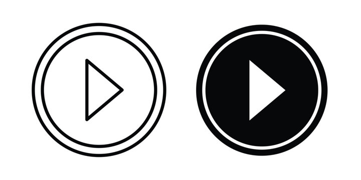 Play button icon fill and line concepts