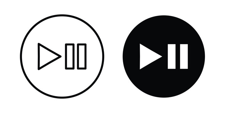 Play pause icon fill and line concepts