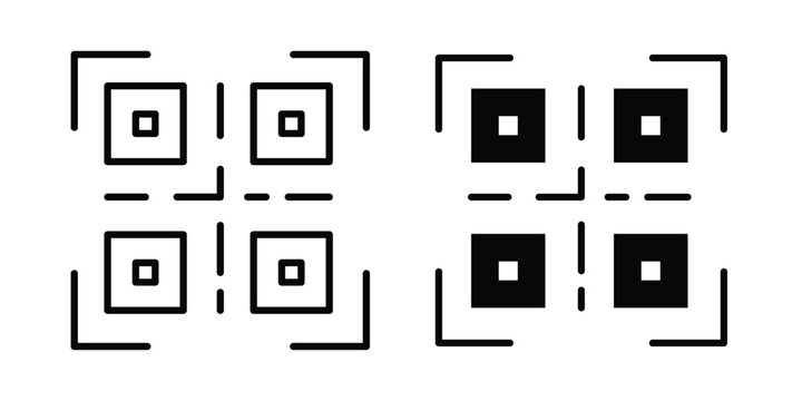 QR code icon fill and line concepts