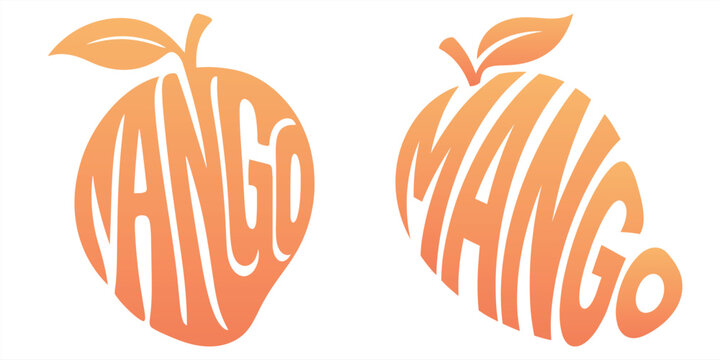 Vibrant orange mango logos on a transparent background
