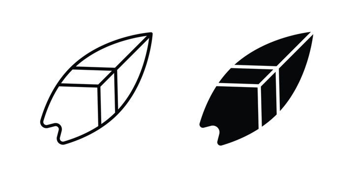 Surf board icon fill and line concepts