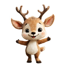 Obraz premium Friendly reindeer cartoon character with antlers standing alone
