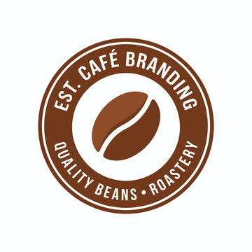 Vintage style circular coffee roasters badge featuring a coffee bean illustration