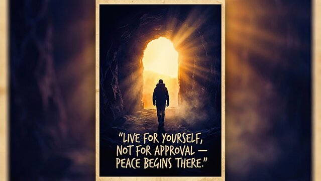 Silhouette of person walking towards bright light at end of dark tunnel, embodying hope and inner peace.