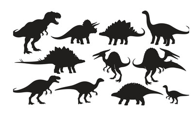 Obraz premium Set of dinosaur silhouettes