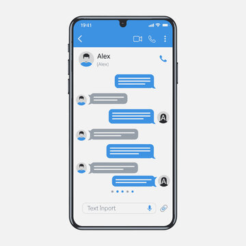 Smartphone screen with chat interface.