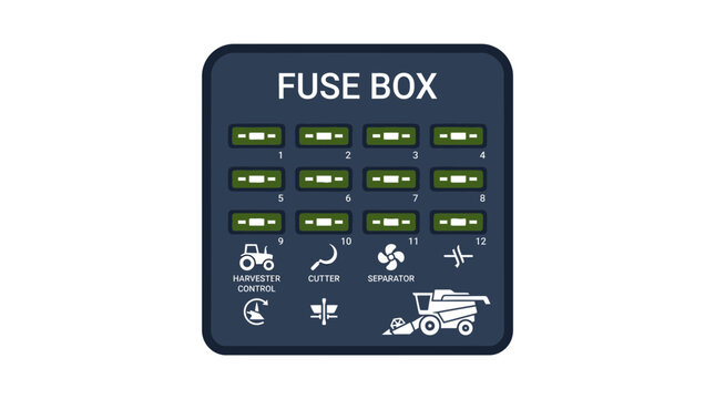 Agricultural combine harvester electrical fuse box control panel icon