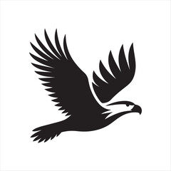 Fototapeta premium Eagle diving vector silhouette line art concept logo design idea illustration 