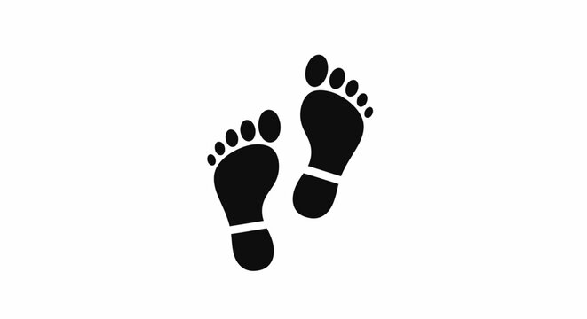 Two black human footprints icon on white background