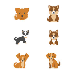 Fototapeta premium Cute cartoon dogs in various breeds.
