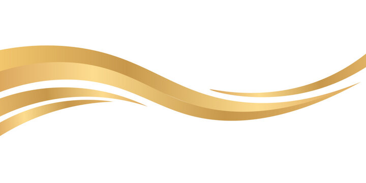 Wave swoosh line with metallic gradient for a fancy border or footer on certificates, banners, or invitations