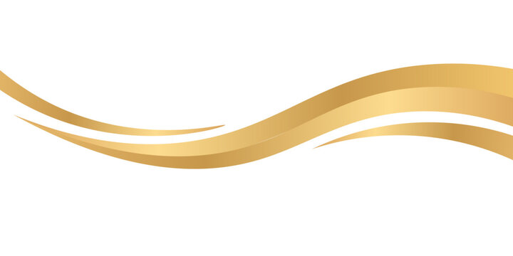 Wave swoosh line with metallic gradient for a fancy border or footer on certificates, banners, or invitations
