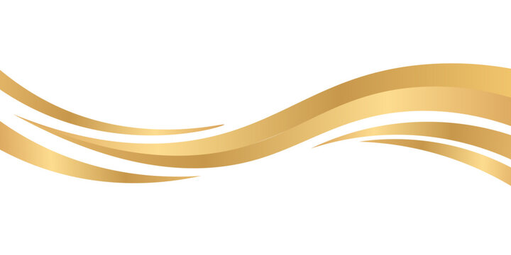 Wave swoosh line with metallic gradient for a fancy border or footer on certificates, banners, or invitations