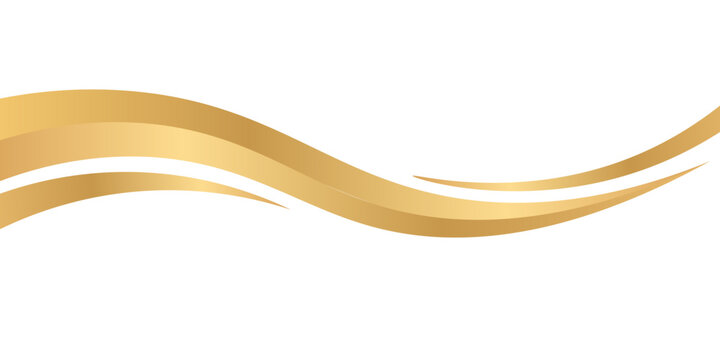 Wave swoosh line with metallic gradient for a fancy border or footer on certificates, banners, or invitations