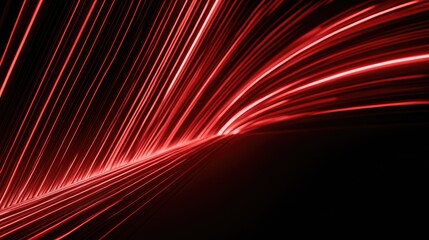 Fototapeta premium Abstract red light streaks curve across a dark background