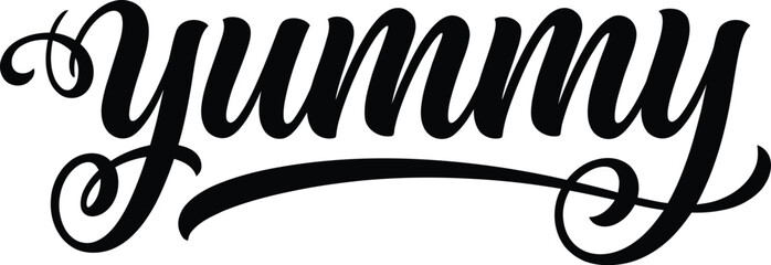 Yummy hand lettered typography design modern calligraphy food quote © MDSUHAN
