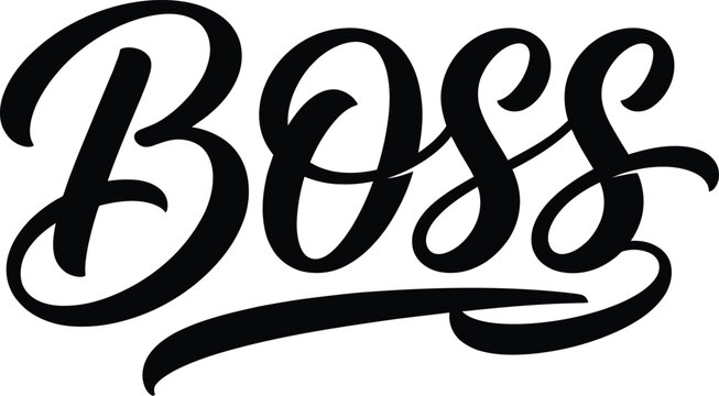 Boss hand lettered typography design modern calligraphy style