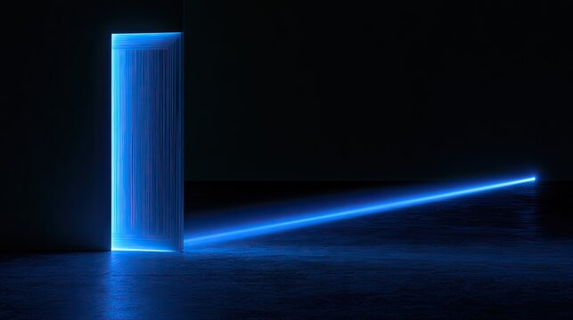 A glowing blue portal opens a path into darkness
