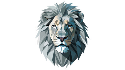 Geometric lion portrait with stylized mane and piercing gaze © vuy