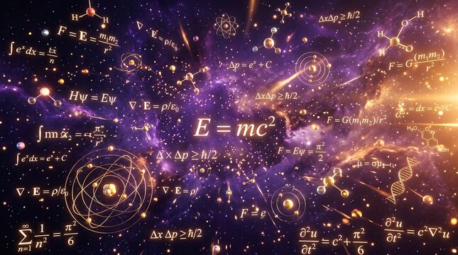 Physics equations in space with atoms and molecules
