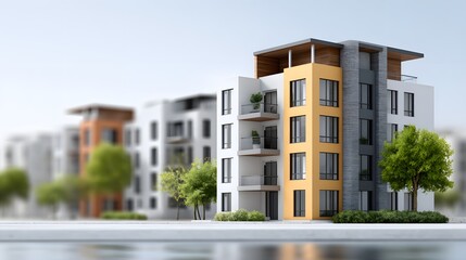 Obraz premium Property investment advertising concept featuring upscale residential community and clean layout, realistic stock photo