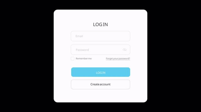 Log In intro animation. Simple login intro UI with scale, position, and opacity. 4K animated video.