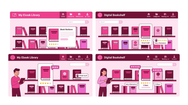 Digital Bookshelf App Interface with User Interaction