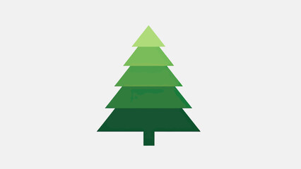Fototapeta premium Stylized green tree with layered triangular branches on a light grey background