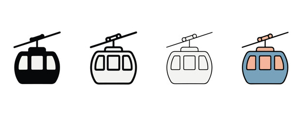 Cable car icons in different colors and styles for transportation and travel concepts  various gondola lifts © BIBI