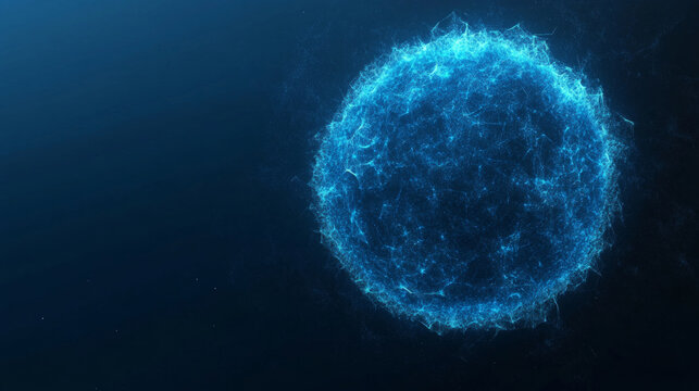 A light sphere with a dark blue background