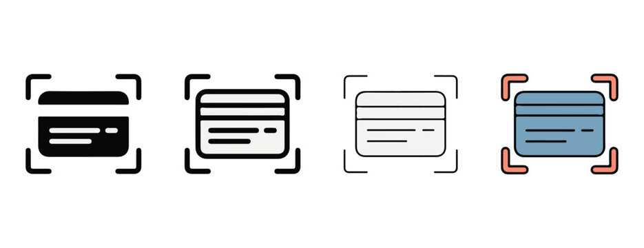 Credit card icons in various colors and styles for financial and banking concepts  isolated on white background
