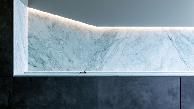 Minimal Stone Kitchen Interior with Black Faucet