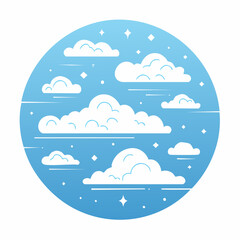 Obraz premium Stylized Clouds and Stars on Blue Background
