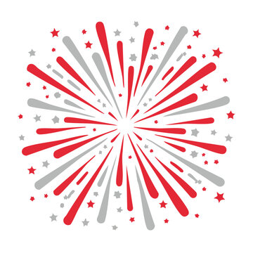 Red firework burst with stars vector