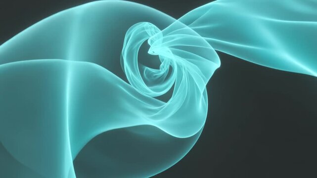 Ethereal blue silk fabric flowing through a dark void