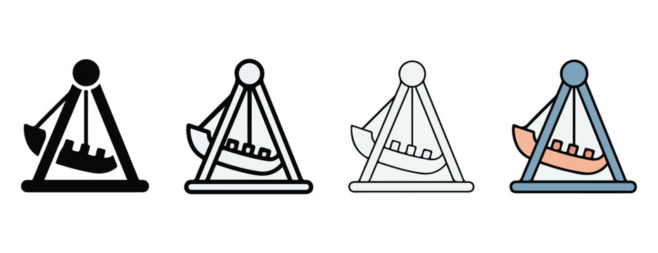 baby swings with triangular frames and a ball on top  playground equipment for kids  various design styles