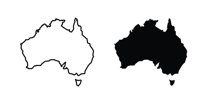 Australia map icon line and fill concepts