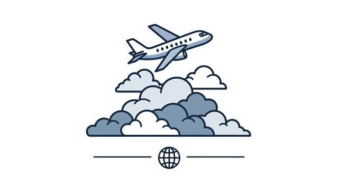 Airplane Flying Through Clouds Global.