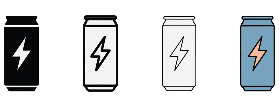 soda cans with lightning bolt logos on them side by side on white background