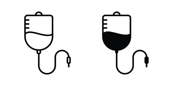 Blood transfusion icon line and fill concepts