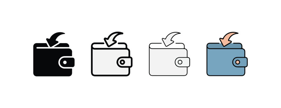 wallet icons with arrows pointing to the top  isolated on white background